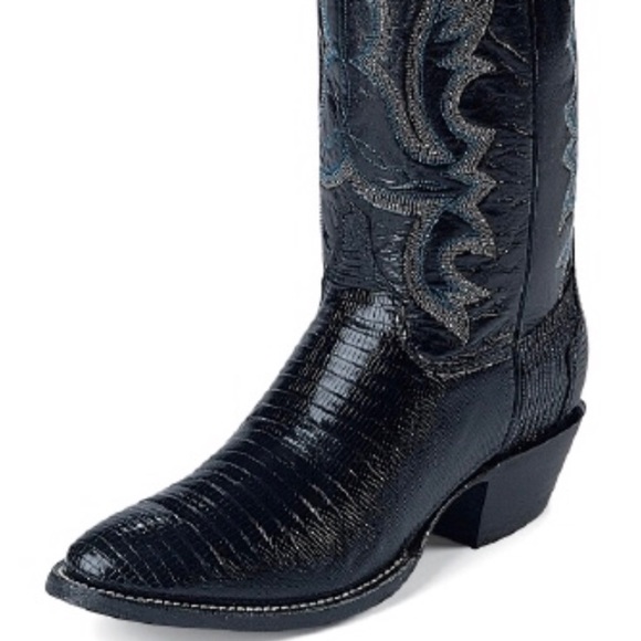 Justin Boots Shoes Justin 833 Black Lizard Cowboy Boots Handmade